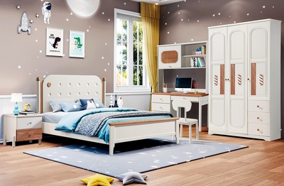 奶油风青少年儿童床6527#